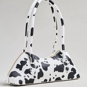Anthropologie Monochrome Cow Print Shoulder Bag